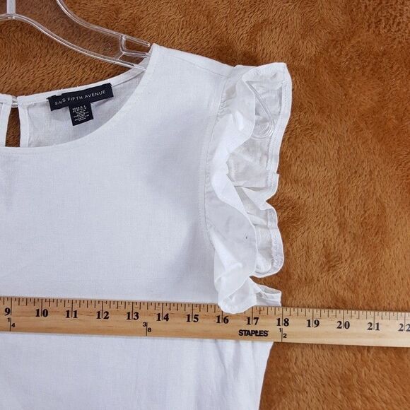 SAKS FIFTH AVENUE Dress Womens XS White Tiered Peasant Sundress Cap Sleeve Linen - Picture 4 of 7